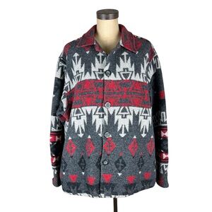 True Grit Chimayo Double Weave men’s Aztec South Western Print Shirt Jacket SZ M